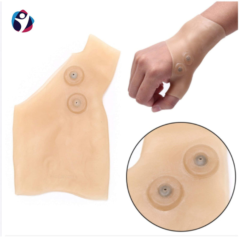[Australia] - ArthritisHope Wrist and Thumb Support (Skin) - Magnetic Therapy Silicone Gel Glove Protector for Carpal Tunnel, Hand Tendonitis, Typing, Arthritis, Osteoarthritis & Rheumatoid arthritis Pair 