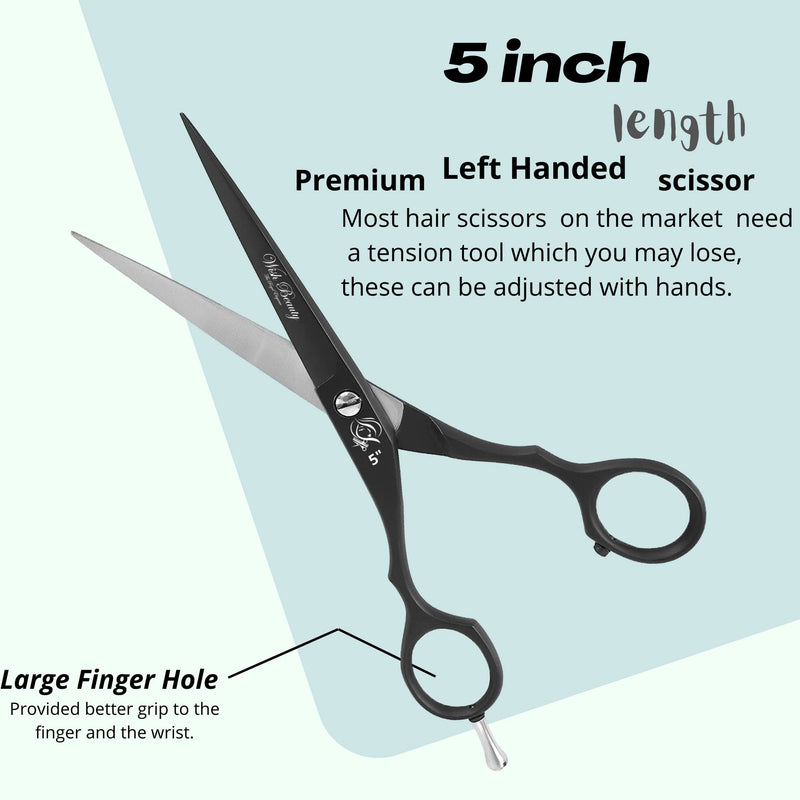[Australia] - 5" Professional Left Handed Hair Thinning Shears Barber Hairdressing Scissors (5" Left Handed Black) 5" Left Handed Black 