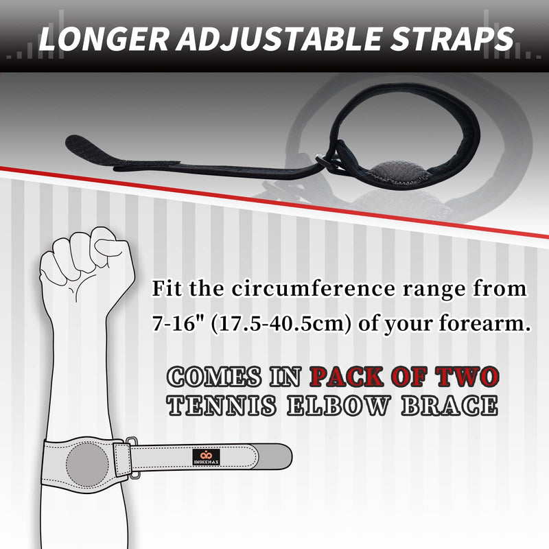 [Australia] - Tennis Elbow Brace 2 Pack, Adjustable Forearm Straps Support Band, with Compression Pad for Women and Men Tennis & Golfer's Elbow Tendonitis Bursitis Pain Relief, Fits 7-16 Inches One Size 