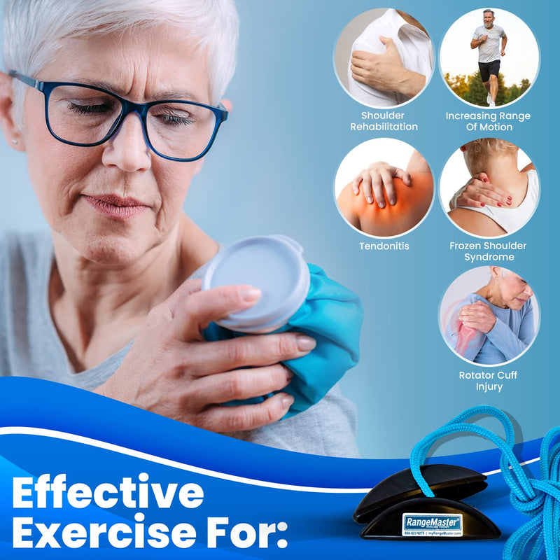 [Australia] - RangeMaster BlueRanger Shoulder Pulley with Patient Guide │ Aids Recovery and Rehabilitation │ Helps Enhance Pain Free Range of Motion │ Adjustable, Metal Bracket Door Attachment Blue 