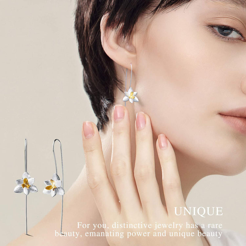[Australia] - Lotus Fun ✦Gift for Christmas✦ S925 Sterling Silver Drop Earrings Elegant Orchid Flower Fashion Dangle Earring for Women and Girls Handmade Unique Jewelry Gift 