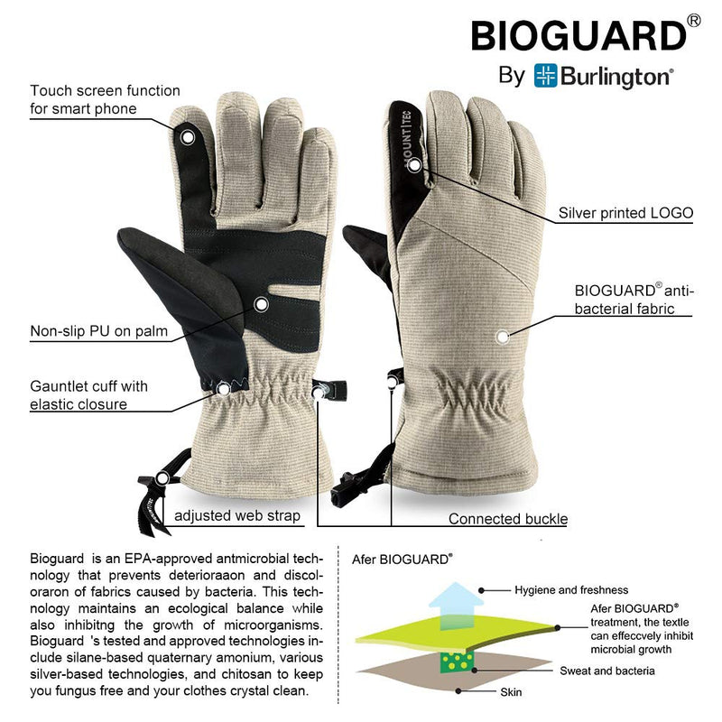 [Australia] - Mount Tec Unisex Adult Ski glove for winter hiking running keep warm Weathered Wood Small 