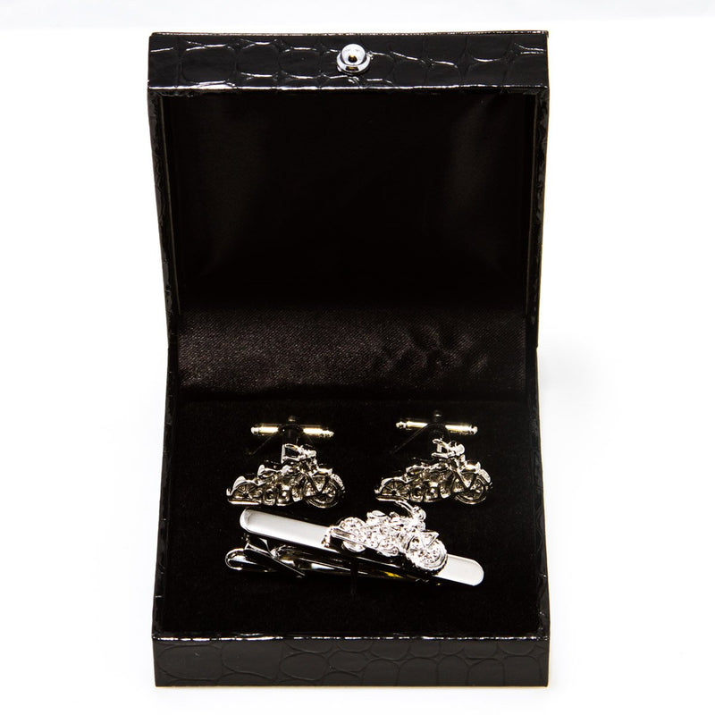 [Australia] - MRCUFF Motorcycle Pair of Cufflinks and Tie Bar Clip with a Presentation Gift Box 