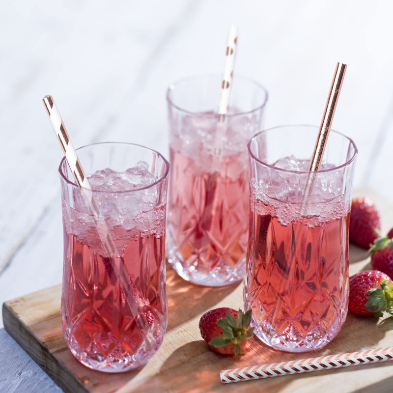 [Australia] - TGFIX 120pcs Rose Gold Paper Straws, Reusable Drinking Straw Bachelor Party Tableware Supplies for Bride Wedding Birthday Cocktail Decoration, Pink Pink-gold 