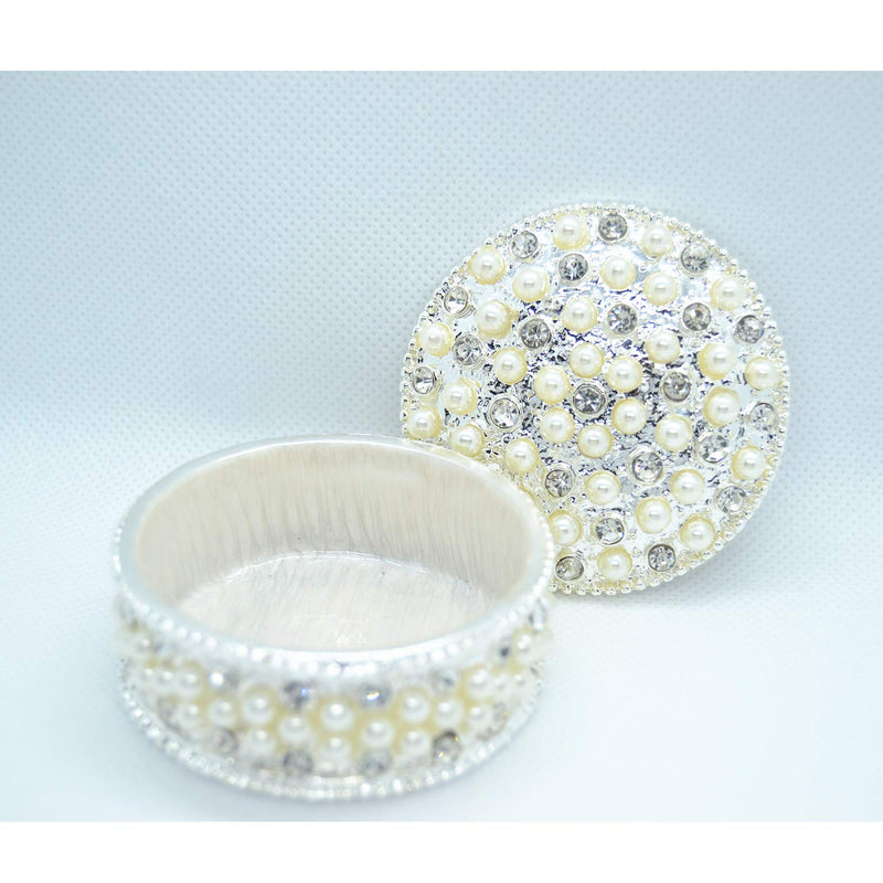 [Australia] - Aelidiya Jewelry Box Trinket Box with Pearl Rhinestones Crystal Decorative Trinket Jewelry Keepsake Storage Box Pearl3893 