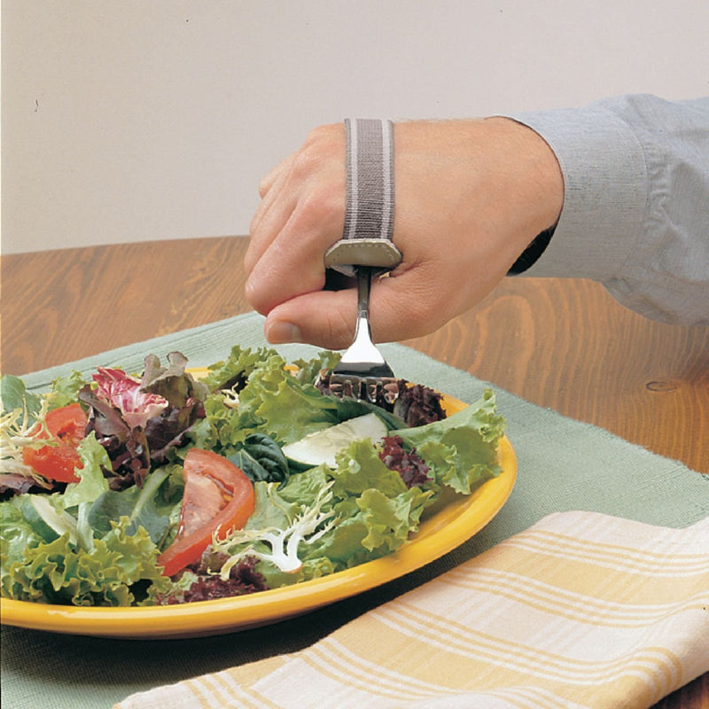 [Australia] - Sammons Preston - 42864 Universal Cuff, Leather ADL Cuff with Elastic Strap, Holds Utensils or Writing Aids, Makes Mealtime or Other Activities Easier, for Elderly or Individuals with Weak Grip, Small, 2-1/2" 2.5" Knuckle Width 