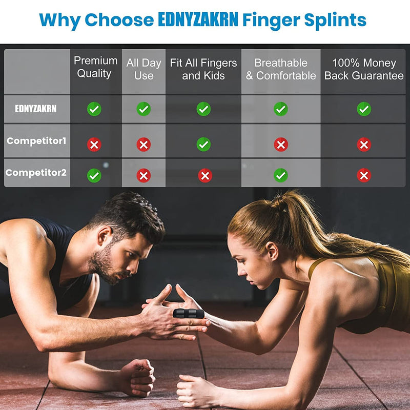 [Australia] - Finger Splint, Set of 2 Trigger Finger Brace with 10 Nylon Sleeves for Finger Pain Relief and Sport Injuries, Swelling Tendon Release Relieving Finger Stiffness and Sprained Knuckles Black 
