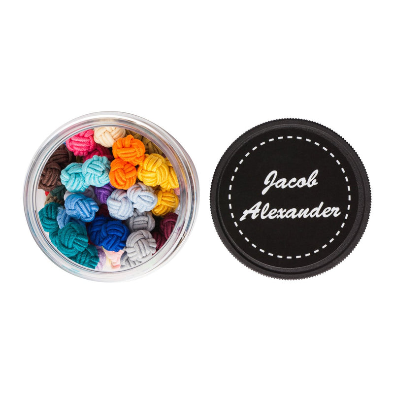 [Australia] - Jacob Alexander Gift Jar 25 Pairs Solid Color Silk Knot Cufflinks Bulk Collection 