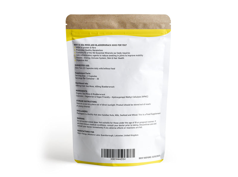 [Australia] - Sea Moss Capsules | Vegan Superfood | Metabolism and Energy Boost | Great Alternative to Gel, Gummies & Raw Irish SeaMoss | 60 Capsules 
