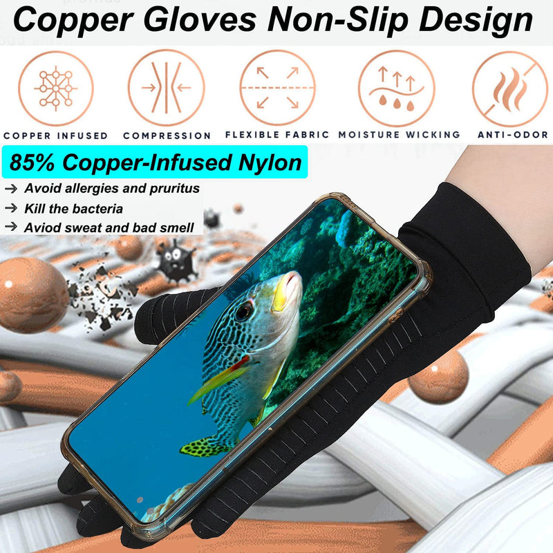 [Australia] - 2 Pairs Full Finger Copper Compression Arthritis Gloves for Men Women with Touchscreen Tips for Carpal Tunnel,Typing,Support (Medium) Medium 