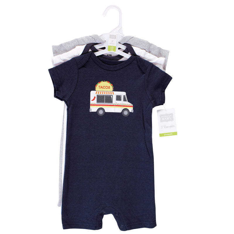 [Australia] - Hudson Baby Baby Boys' Cotton Rompers 0-3 Months Taco Truck 