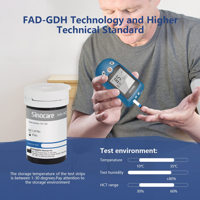 [Australia] - sinocare Safe AQ UG Blood Glucose Test Strips Only for Safe AQ UG Blood Glucose and Uric Acid Monitor (Strips x 50) UG blood glucose test strips × 50 