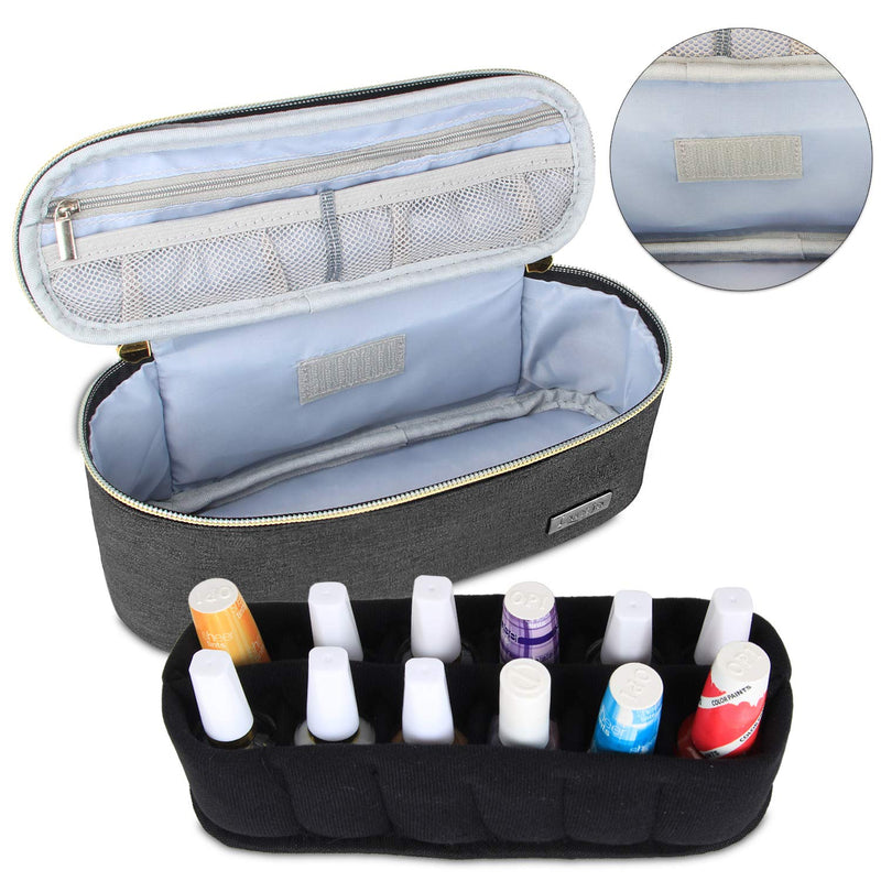 [Australia] - Luxja Nail Polish Organizer - Holds 12 Bottles (15ml - 0.5 fl.oz), Nail Polish Case for Polish and Small Tools, Black 