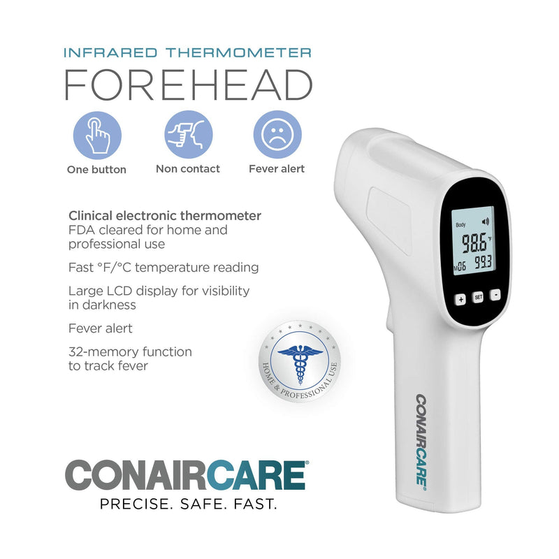 [Australia] - Conair Infrared Thermometer for Forehead - No Contact Thermometer With Fever Alert & 32-memory Function To Track Fever, 1 count 