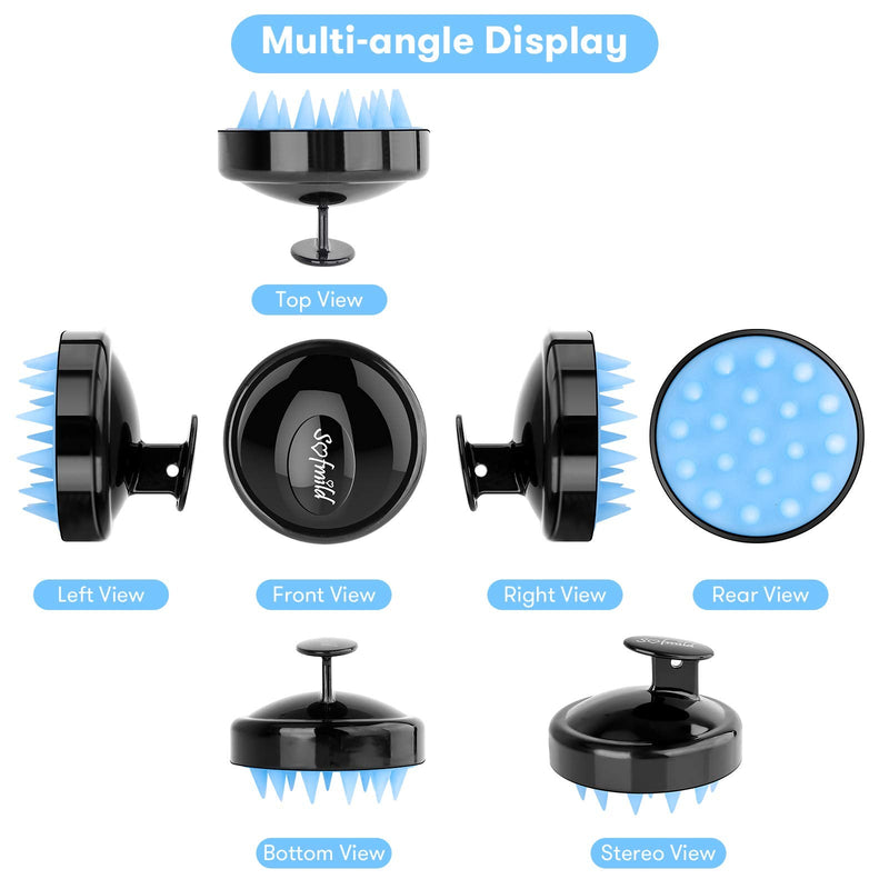 [Australia] - Shampoo Brush, Silicone Scalp Massager Hair Brush Head Massager Hair Growth Scrubber for Straight Curly Long Short Thick Thin Wet Dry Hair for Men Women Kids Pets, Black&Blue Black-blue 