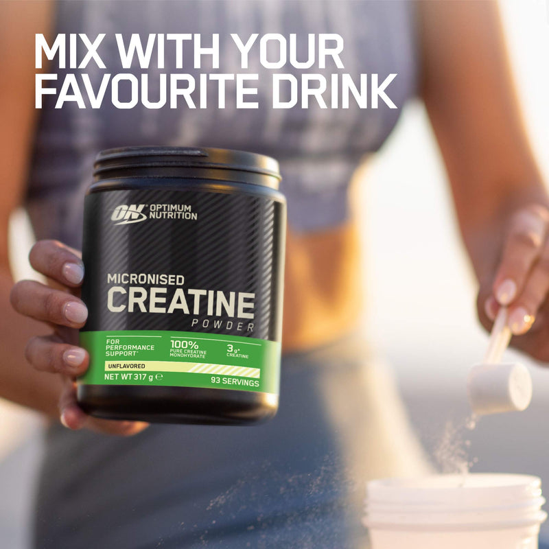 [Australia] - Optimum Nutrition Micronised Creatine Powder, Creatine Monohydrate Powder for Performance, Unflavoured, 186 Servings, 634 g, Packaging May Vary 