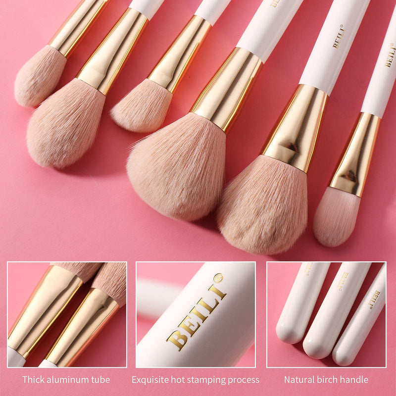 [Australia] - BEILI Makeup Brushes 30pcs Professional Makeup Brush Set Premium Pink Vegan Synthetic Kabuki Foundation Face Powder Liquid Cream Blush Concealer Highlighters Eye Shadow Blending Eyebrow Eyeliner Make Up Brush Tools Kit(White/Rose Gold,Box Packing) White 