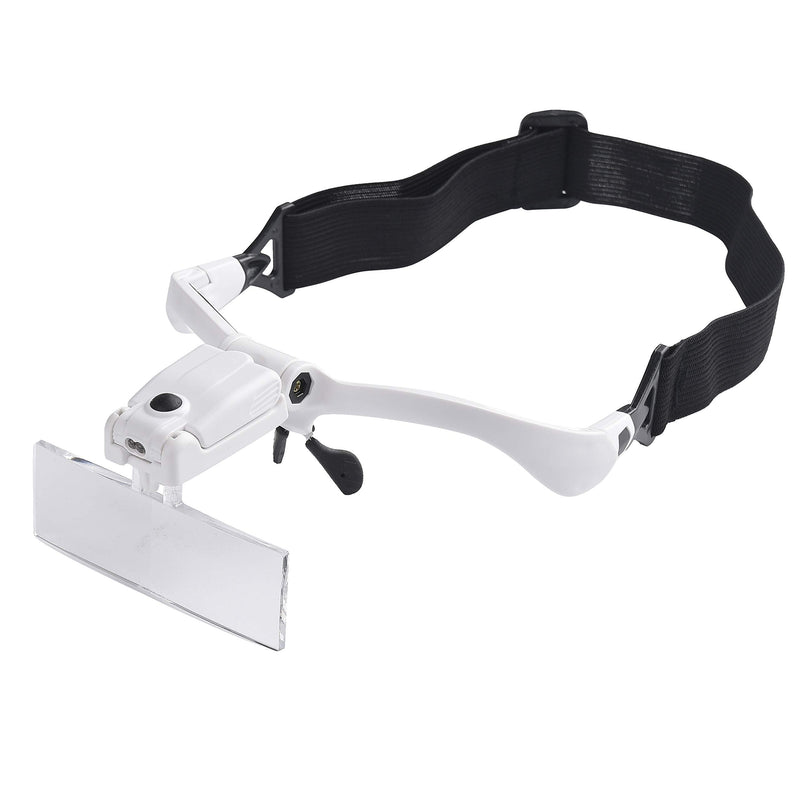 [Australia] - Beileshi Headband Magnifying Glasses with Rechargeable LED Lampstents and Headband Interchangeable Magnifier 5 Magnification of Lenses: 1.0X 1.5X 2.0X 2.5X 3.5X White 