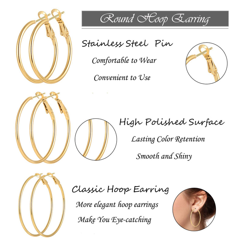 [Australia] - Cuicanstar Hoop Earrings - Stainless Steel Hypoallergenic Geometric Huggie Hoops Loop Earrings for Women Girls Set. 12 Pairs Silver Gold Rose Gold 