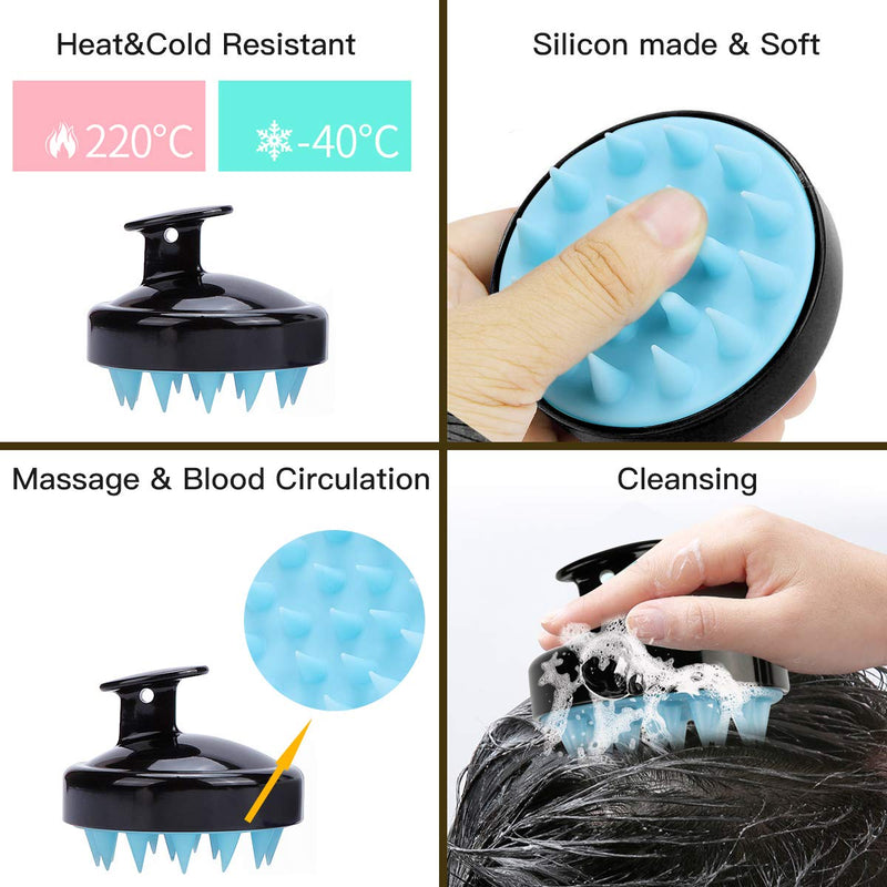 [Australia] - Ithyes Shampoo Brush Silicon Scalp Massager Hair Brush Wet Dry Comb Head Rubber Care Improve Blood Circulation for Men,Women Pets, Black 