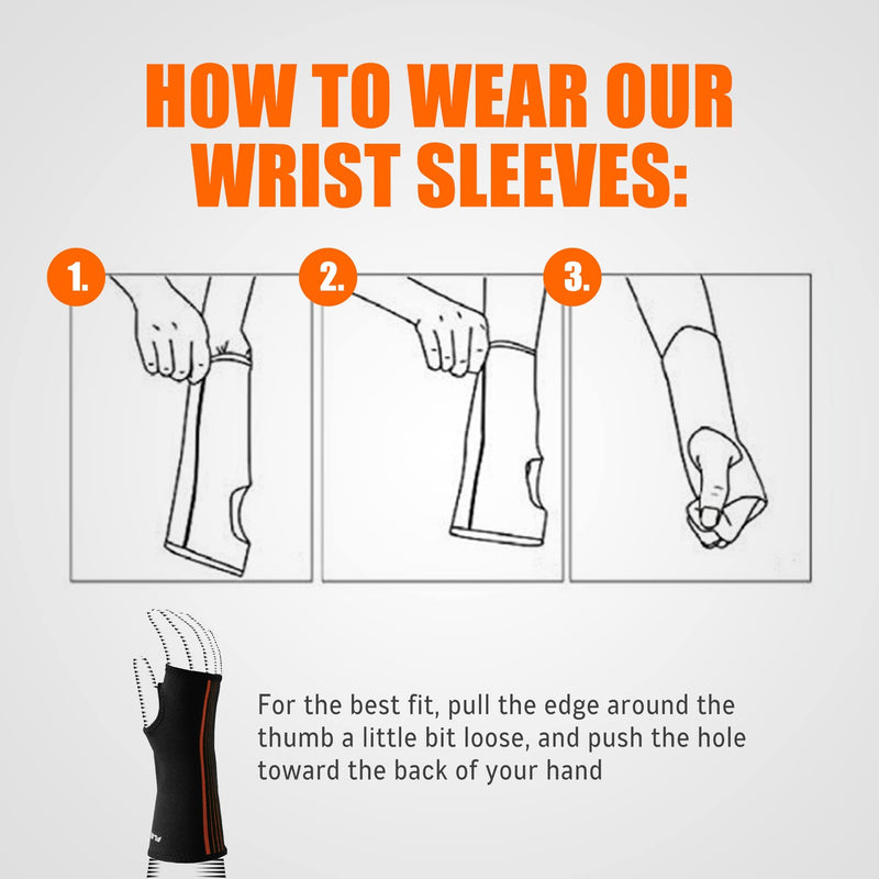 [Australia] - NeoAlly Wrist and Forearm Compression Sleeve, Support Brace for Carpal Tunnel, Arthritis, Tendonitis, Bursitis and Wrist Sprain, Small, 2-Pack Small (Pack of 2) 
