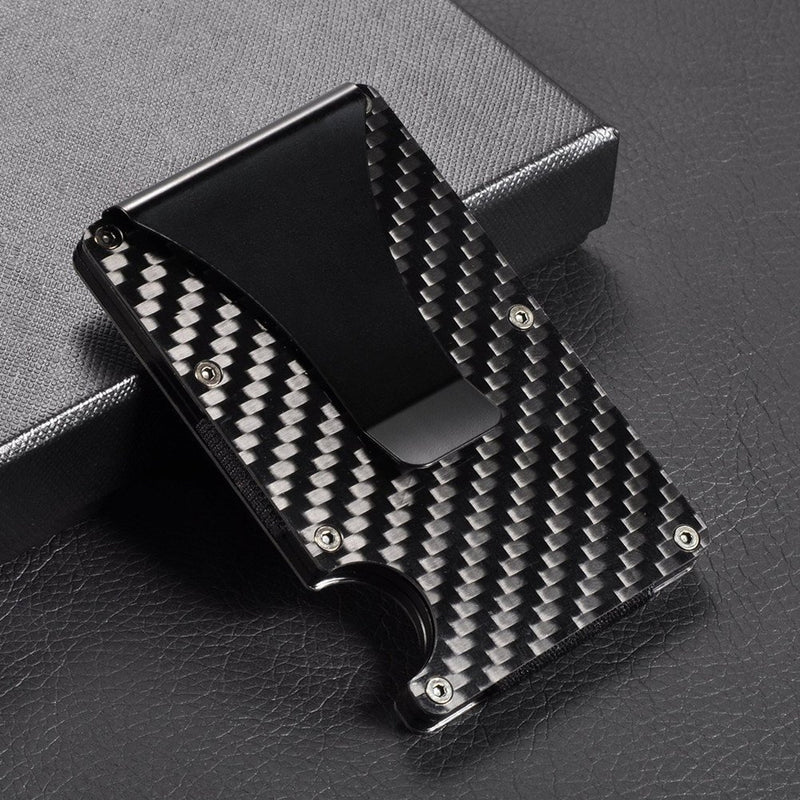 [Australia] - WeYingLe Carbon Fiber Slim Wallet Credit Card Holder RFID Blocking Anti Scan Metal Cash Clip 