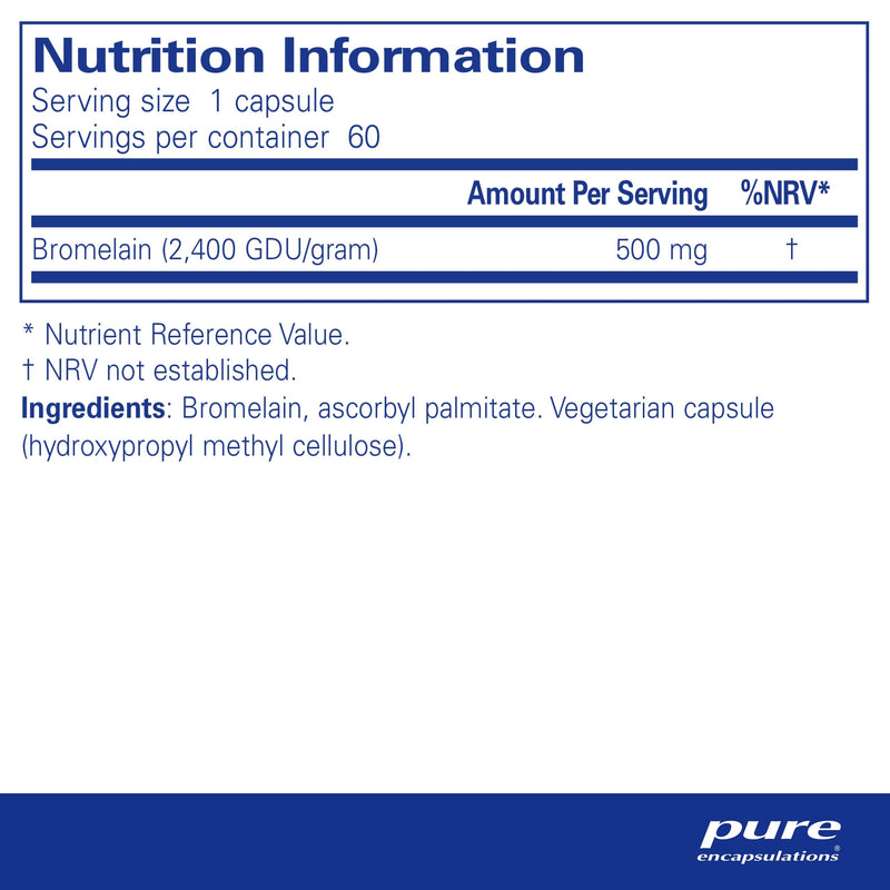 [Australia] - Pure Encapsulations - Bromelain 2400-500mg GDU per Capsule - Hypoallergenic Professional-Strength Bromelain for Digestive Support - 60 Vegetarian Capsules 