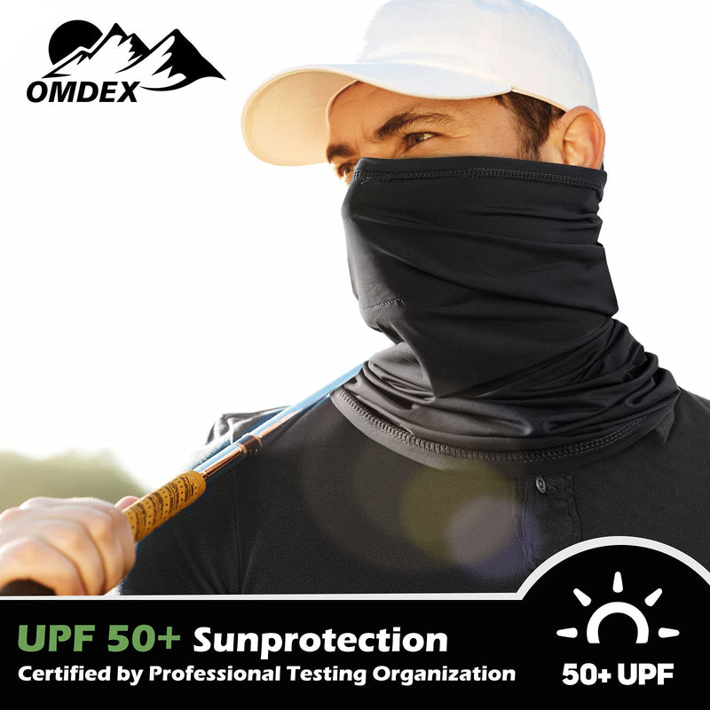 [Australia] - Cooling Neck Gaiter Mask with Filter UPF 50+ Sun Protection for Men and Women Black 