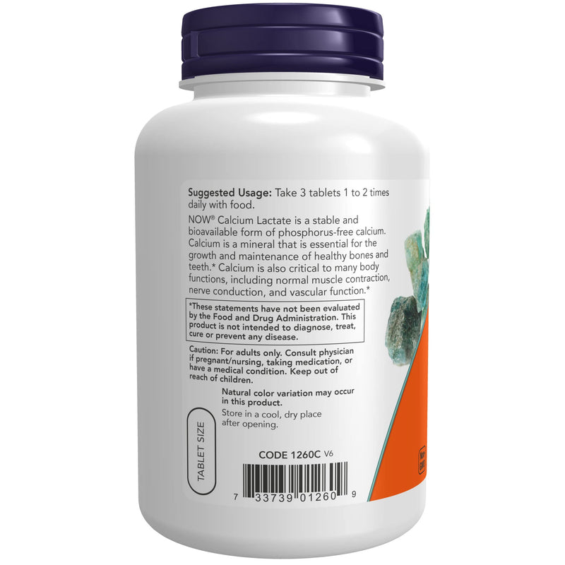 [Australia] - NOW Supplements, Calcium Lactate, Supports Bone Health, Easy to Swallow Tablet, 250 Tablets 