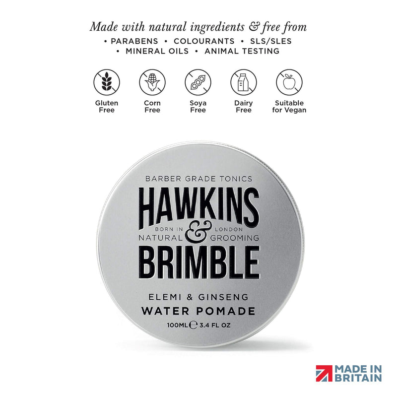 [Australia] - Hawkins & Brimble Mens Water Pomade, Matt Clay & Shave Cream Set/Bundle - H2O Based Hair Styling/Grooming | Firm Hold Allows for Restyling with Matt or Pomade | Both Wash Out Easily 