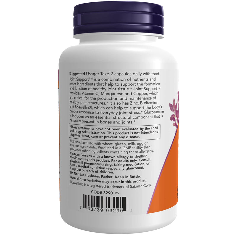 [Australia] - NOW Supplements, Joint Support™ with Glucosamine, Boswellin® and Sea Cucumber, 90 Capsules 