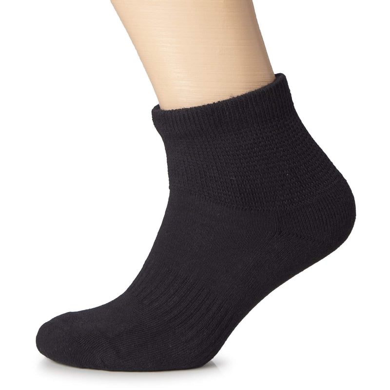[Australia] - Hugh Ugoli Women Semi Cushion Socks, Diabetic, Loose Fit, Ankle, Soft Cotton, Seamless Toe 3 Pairs, Shoe Size: 6-9/9-12 Black 