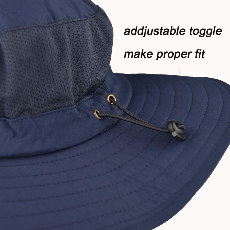 [Australia] - Jormatt Unisex Sun Hat with Neck Flap Cover Fishing Safari Cap Neck Protection,UPF 50+ 22 inch~24 inch Style 2, Navy Blue 