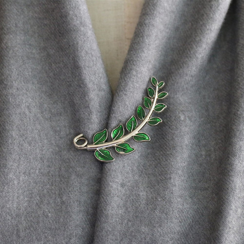 [Australia] - Joyci Vintage Green Leaf Brooch Cardigan Pin Shawl Brooch Buckle Sweater Knitwear Lapel Pin Gold plated 