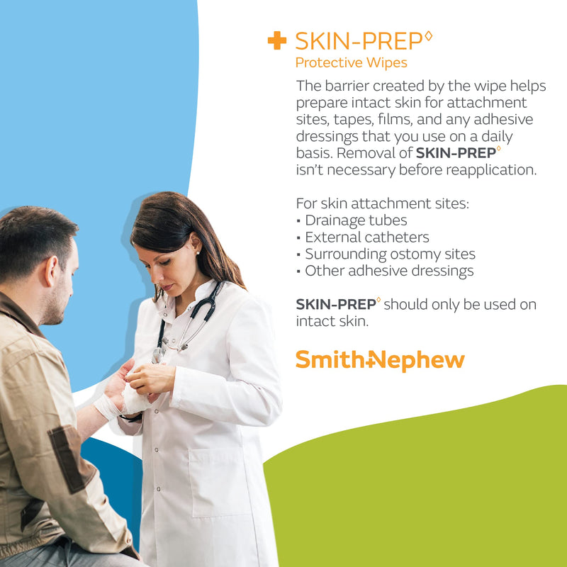 [Australia] - Smith+Nephew SKIN-PREP◊ Wipes, Protective Dressing Wipes, Skin Barrier Film, Contains Alcohol, Box of 50 