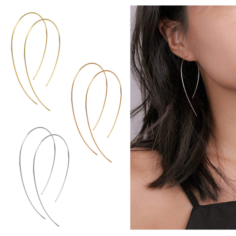 [Australia] - Me&Hz 18K Gold Plated Hoop Earrings Lightweight Minimalist Super Thin Wire Hoop Earrings | Chunky Thick Hoop Earrings Gold Hoops for Women Girls, 25mm-90mm 3Pack Ear Threader 70.0 Millimeters 