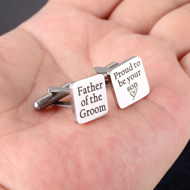 [Australia] - Hazado Father of The Groom Cufflinks, Father of The Groom Gift from Son for Wedding, Proud to be Your Son Cuff Links 