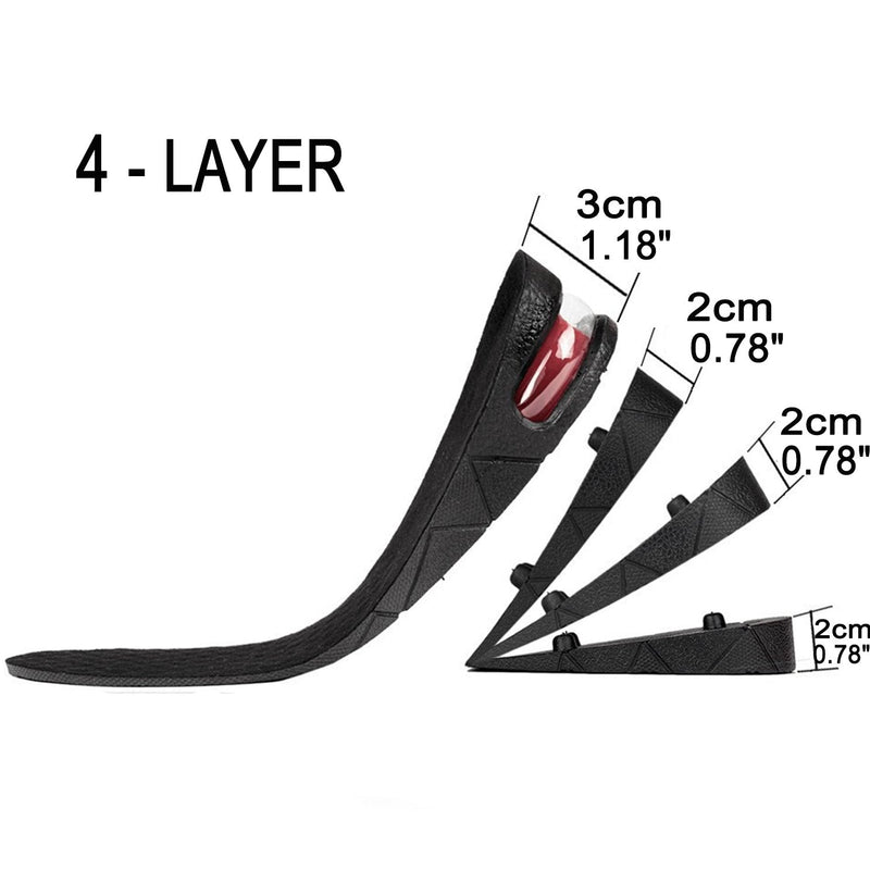 [Australia] - 4-Layer Unisex Height High Increase Shoe Insoles Lifts for Men Women Shoe Pad Lift Kit Air Cushion Heel Inserts 4 Layer (3.54" / 9cm) 4 Layer (3.54" / 9cm) 