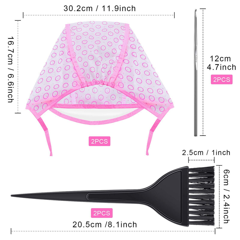 [Australia] - Hair Highlighting Cap Disposable Tipping Cap with hair colouring Brush and Hooks for Women Hair Dyeing (Pink) Pink 