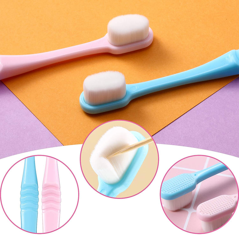 [Australia] - 4 Pieces Soft Bristle Toothbrush Nano Toothbrush Ultra Soft Toothbrush Manual Toothbrush with 20,000 Bristles for Sensitive Teeth and Gum Adult Kid Children (Pink, Blue, Black, White) Smooth, Wave 
