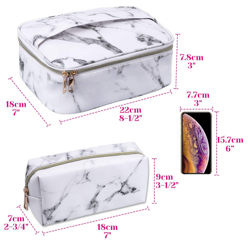 [Australia] - Marble Makeup Bags, Anezus 2Pcs Makeup Pouch Marble Cosmetic Case Waterproof Travel Bag for Women Girls 