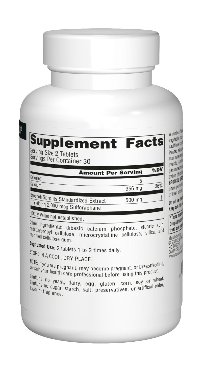 [Australia] - Source Naturals Broccoli Sprouts Extract 250 mg Sulforaphane - 60 Tablets 