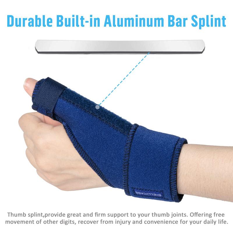 [Australia] - Thumb Splint, Shellvcase Reversible Thumb Brace Fits Left Right Hand Women and Men, Thumb Spica Splint for Pain Relief, Arthritis, Tendonitis, Sprained and Carpal Tunnel Supporting (Blue) Blue 