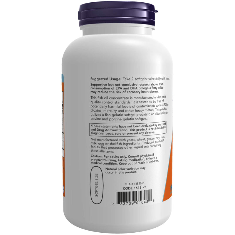 [Australia] - NOW Supplements, Omega-3 180 EPA / 120 DHA, Molecularly Distilled, Cardiovascular Support*, 200-Fish Gelatin Softgels 