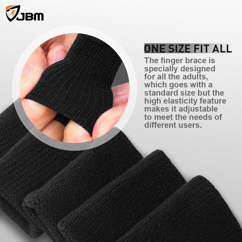 [Australia] - JBM Adult Finger Brace Splint Sleeve Thumb Support Protector Soft Comfortable Cushion Pressure Safe Elastic Breathable Spandex Finger Splinter Boating Gym (Black) Black 