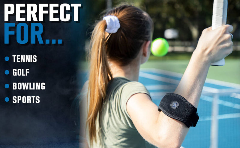 [Australia] - RiptGear Tennis Elbow Support Strap for Men Women - Smart Fit Locking Nylon Golfers Forearm Brace - Adjustable Tendonitis Protection - Home Gym Recovery Walking Running Workout Sports (Blue (1 Pack)) Blue (1 Pack) 