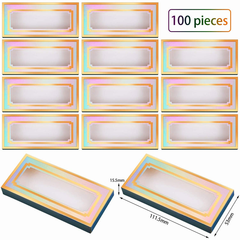 [Australia] - 100 Pieces Empty Eyelashes Packaging Paper Case Eyelash Holder Box Eyelashes Container with Holographic Design for False Eyelash Care Cosmetic Tools 