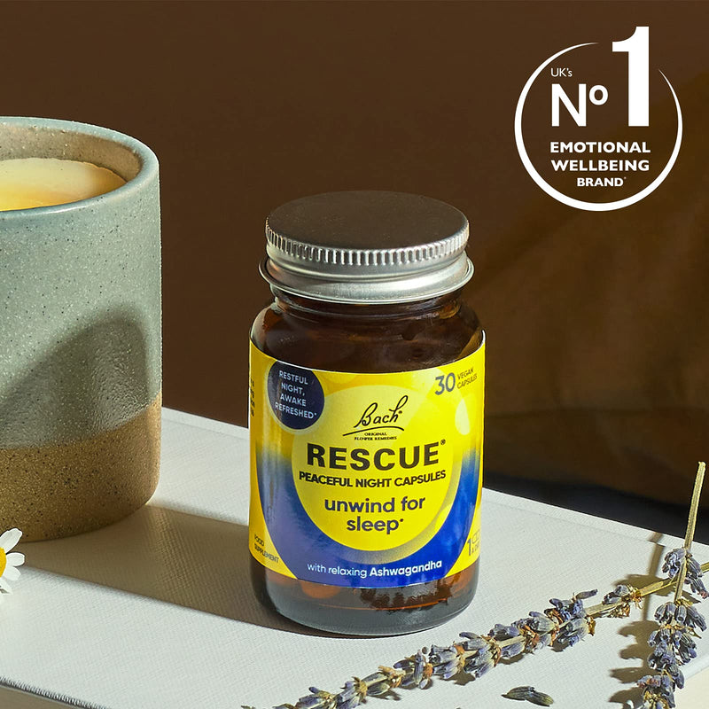 [Australia] - Nelsons Rescue Peaceful Night Capsules, relax and unwind into restful quality sleep and awake feeling refreshed 30 Vegan Capsules, one a day Single 