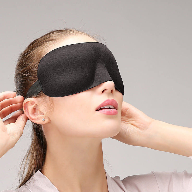 [Australia] - Wacnune 2 Pcs Black 3D Eye Mask Elastic Strap, Soft and Smooth Eye Cover for Men & Women Night Sleeping, Travel, Nap 