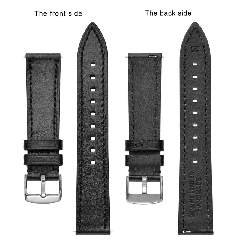 [Australia] - BISONSTRAP Leather Watch Straps, Quick Release Replacement Band for Men and Women-18mm 19mm 20mm 21mm 22mm 18mm Black 